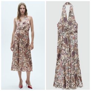 MANGO Paisley Halter Dress